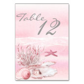 Dream Shore Beach Carnation Pink Wedding Table Car Tischnummer (Rückseite)