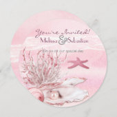 Dream Shore Beach Carnation Pink Wedite Einladung (Vorne/Hinten)