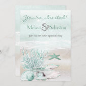 Dream Shore Beach Green Wedite Einladung (Vorne/Hinten)
