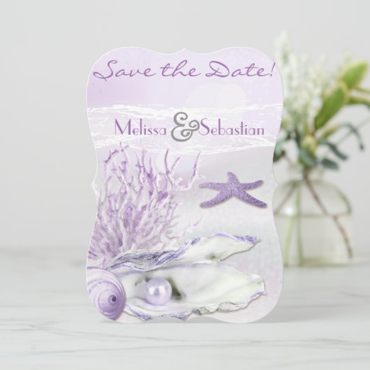 Dream Shore Beach Orchid Wedding Save the Date (Stehend Vorderseite)