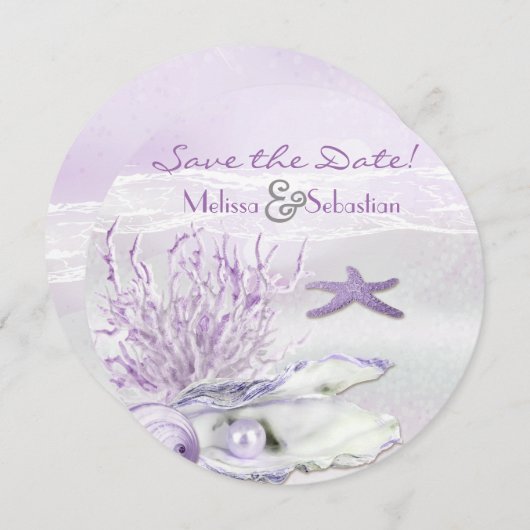 Dream Shore Beach Orchid Wedding Save the Date (Vorne/Hinten)