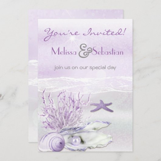 Dream Shore Beach Orchid Wedite Einladung (Vorne/Hinten)
