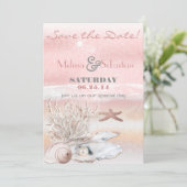 Dream Shore Beach Peach Wedding Save the Date (Stehend Vorderseite)