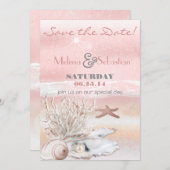 Dream Shore Beach Peach Wedding Save the Date (Vorne/Hinten)