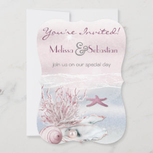 Dream Shore Beach Pink Wedite Invite Einladung