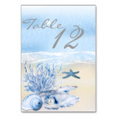 Dream Shore Beach Sehr Blue Wedding Table Card Tischnummer (Rückseite)