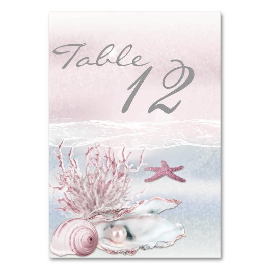Dream Shore Beach Soft Pink Wedding Table Card Tischnummer (Rückseite)