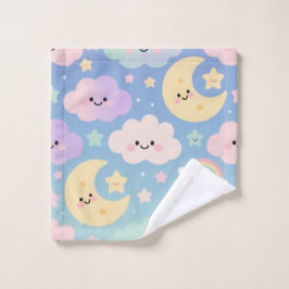 Dream Sky Blanket, Cute Clouds, Moons & Stars Waschlappen