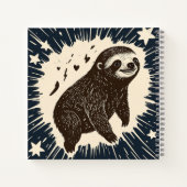 Dream Sloth - Starry Night in Linocut Lines Notizblock (Rückseite)