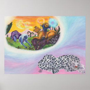Dream Snowleopard Eros reitet Lioness Lion Princes Poster