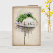 DREAM Text in Stein gemeißelt Karte (Gelbe Blume)