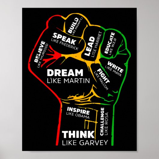 Dream Think Speak Black History Month Hand Stark Poster (Vorne)