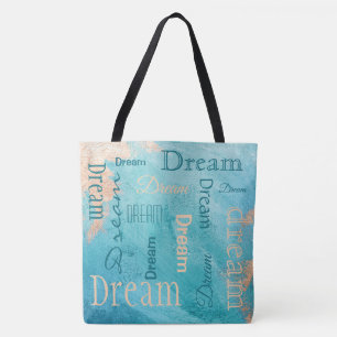 Dream Typografy Script Turquoise Watercolor Tasche