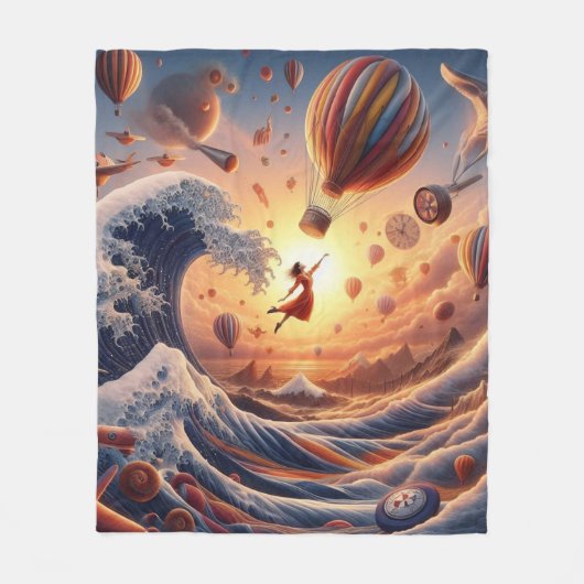 Dream Weaver's Journey: Fantasy Hot Air Balloons Fleecedecke (Vorderseite)
