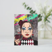 Dream Wild | Gothic Harlequin Jester Girl Postkarte (Stehend Vorderseite)