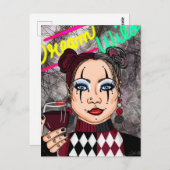 Dream Wild | Gothic Harlequin Jester Girl Postkarte (Vorne/Hinten)