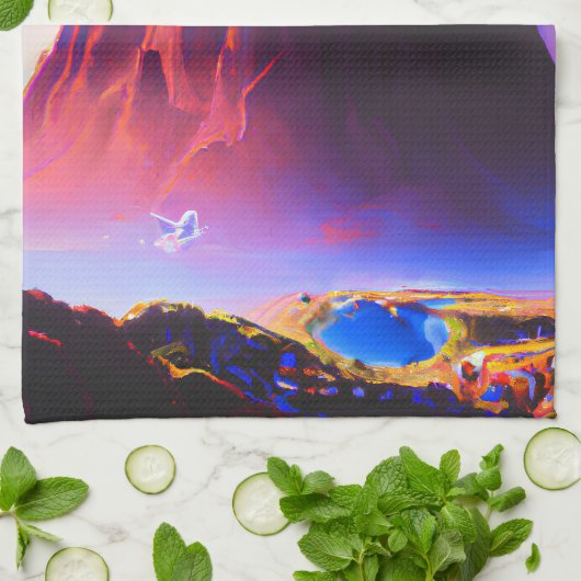 Dream World Oil Painting Geschirrtuch (Gefaltet)