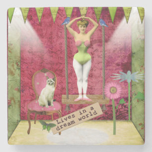 Dream World Vintag Funky Ballerina Altertum Art  Steinuntersetzer
