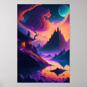 Dreamähnliche psychedelische Landschaft, ai. gener Poster