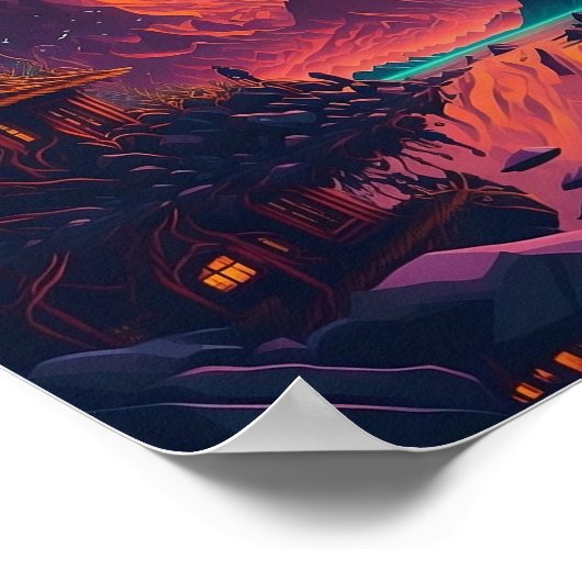 Dreamähnliche psychedelische Landschaft, ai. gener Poster (Ecke)