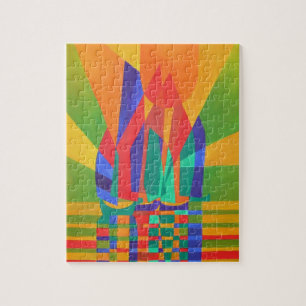 Dreamboat ein kubistischer Junk in Primärfarben Puzzle