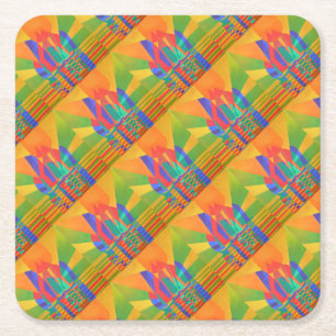 Dreamboat ein kubistischer Junk in Primärfarben Rechteckiger Pappuntersetzer