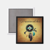 Dreamcatcher auf einem goldenen Grunge Hintergrund Magnet (Vorderseite/Rückseite)