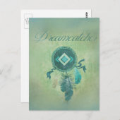 Dreamcatcher auf einem mickrigen grünen Hintergrun Postkarte (Vorne/Hinten)