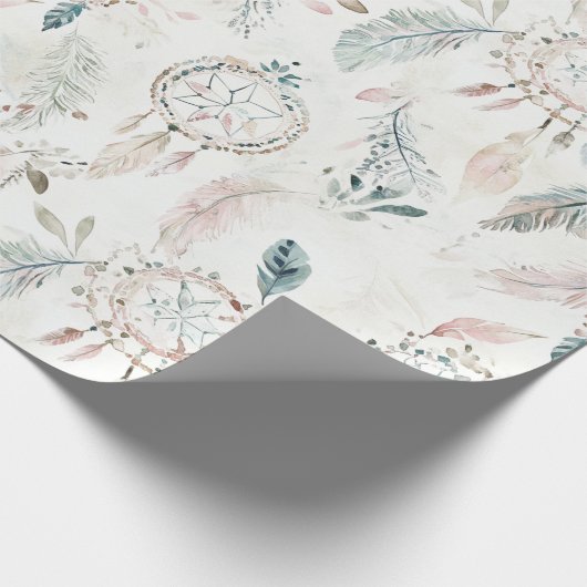 DREAMCATCHER Boho Federn neutrales Wrapping Paper Geschenkpapier (Ecke)