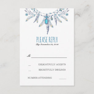 Dreamcatcher boho Hochzeit rsvp Karte