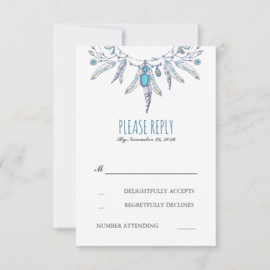 Dreamcatcher boho Hochzeit rsvp Karte (Vorderseite)