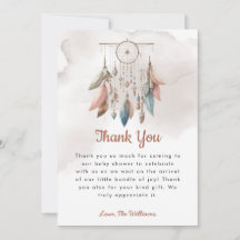 Dreamcatcher Boho Pastel Baby Show Danke Karte