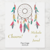 Dreamcatcher Feather Personalisiert Wedding Weinetikett (Einzelnes Label)