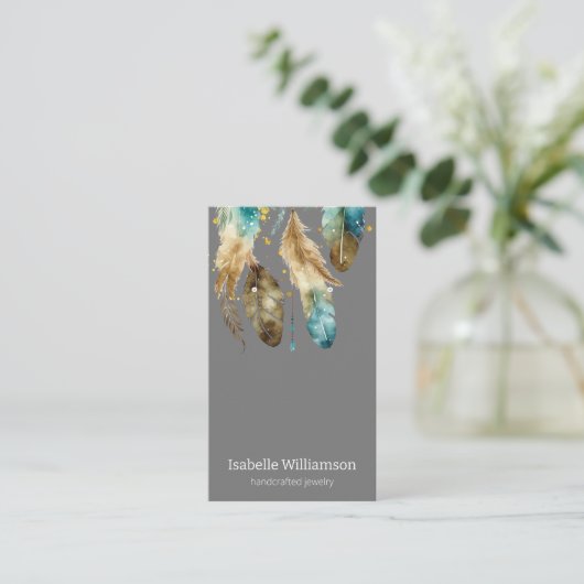 Dreamcatcher Feathers Jewelier Earring Display Visitenkarte (Stehend Vorderseite)