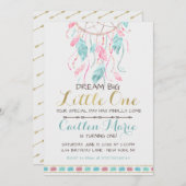 Dreamcatcher Geburtstags-Einladung Boho Stammes- Einladung (Vorne/Hinten)