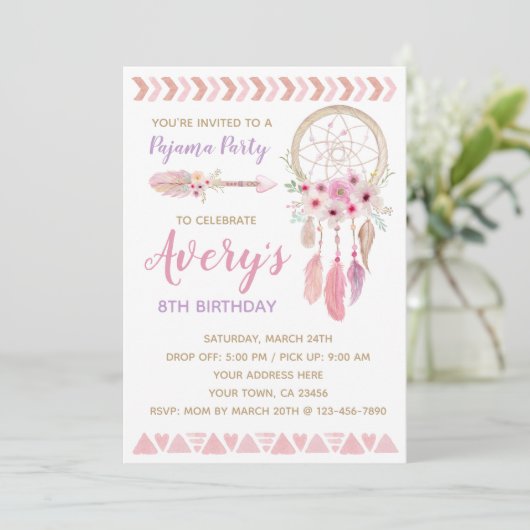 Dreamcatcher Geburtstagsparty Einladung (Stehend Vorderseite)