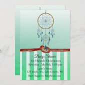 Dreamcatcher Green Boys Baby Shower Einladungen (Vorne/Hinten)