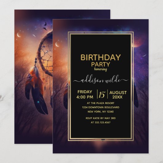 Dreamcatcher im Wald Einladung (Vorne/Hinten)