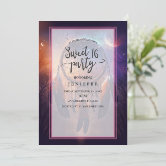 Dreamcatcher im Wald Einladung (Stehend Vorderseite)