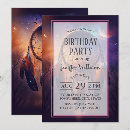 Dreamcatcher im Wald Einladung (Vorne/Hinten)