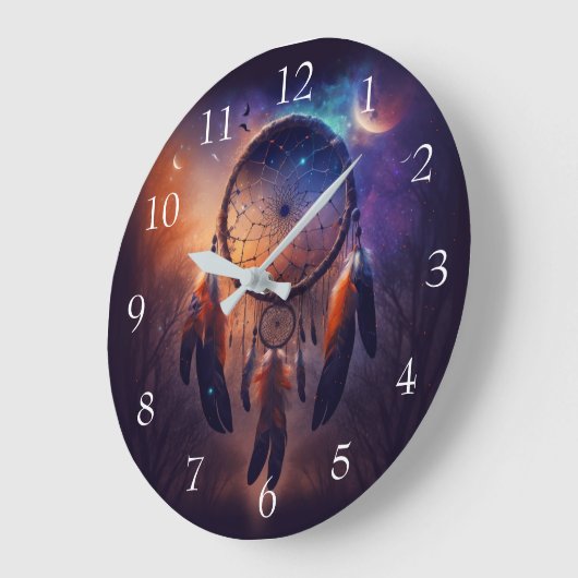 Dreamcatcher im Wald Große Wanduhr (Winkel)