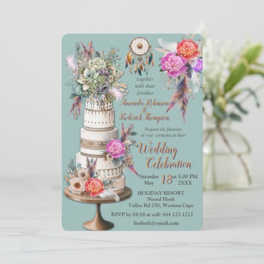 Dreamcatcher in einem Bohemischen Thema Einladung (Stehend Vorderseite)