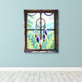 Dreamcatcher in Window | Boho Art Leinwanddruck (Insitu (Holzboden))