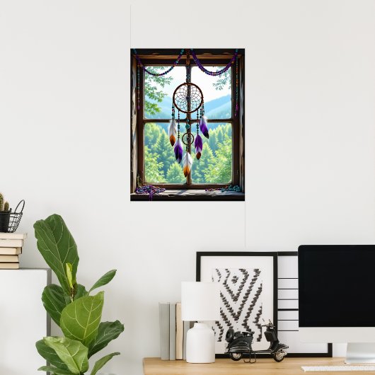 Dreamcatcher in Window | Boho Art Poster (Heimbüro)