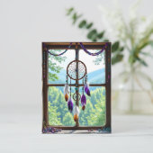 Dreamcatcher in Window | Boho Art Postkarte (Stehend Vorderseite)