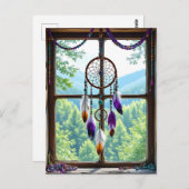 Dreamcatcher in Window | Boho Art Postkarte (Vorne/Hinten)