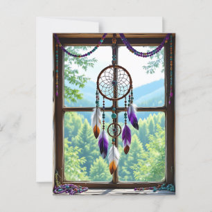Dreamcatcher in Window   Boho Art Postkarte
