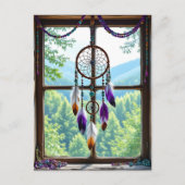 Dreamcatcher in Window | Boho Art Postkarte (Vorderseite)