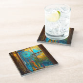 Dreamcatcher in Window Boho Glasuntersetzer (Schrägansicht)