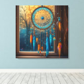 Dreamcatcher in Windows-Herbstlauben Leinwanddruck (Insitu (Holzboden))